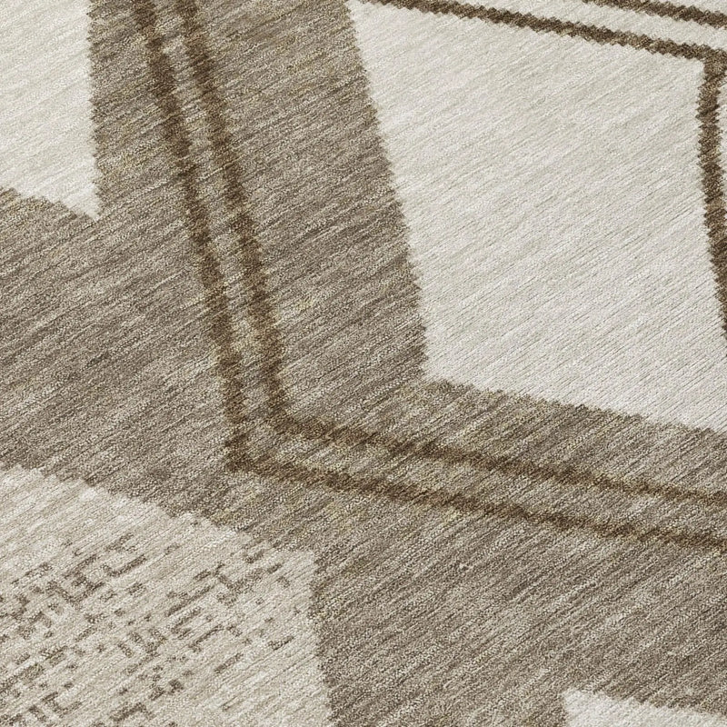 8' X 10' Linen And Ivory Geometric Washable Indoor Outdoor Area Rug Homeroots Outdoor