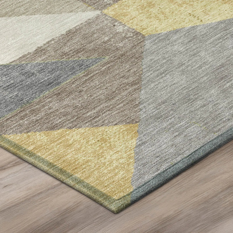 8' X 10' Linen And Ivory Geometric Washable Indoor Outdoor Area Rug Homeroots Outdoor