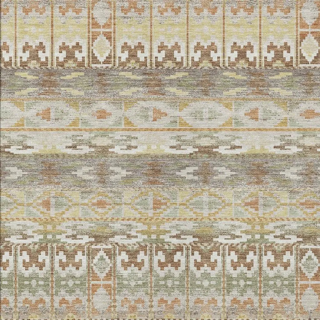 8' X 10' Linen And Ivory Geometric Washable Indoor Outdoor Area Rug Homeroots Outdoor