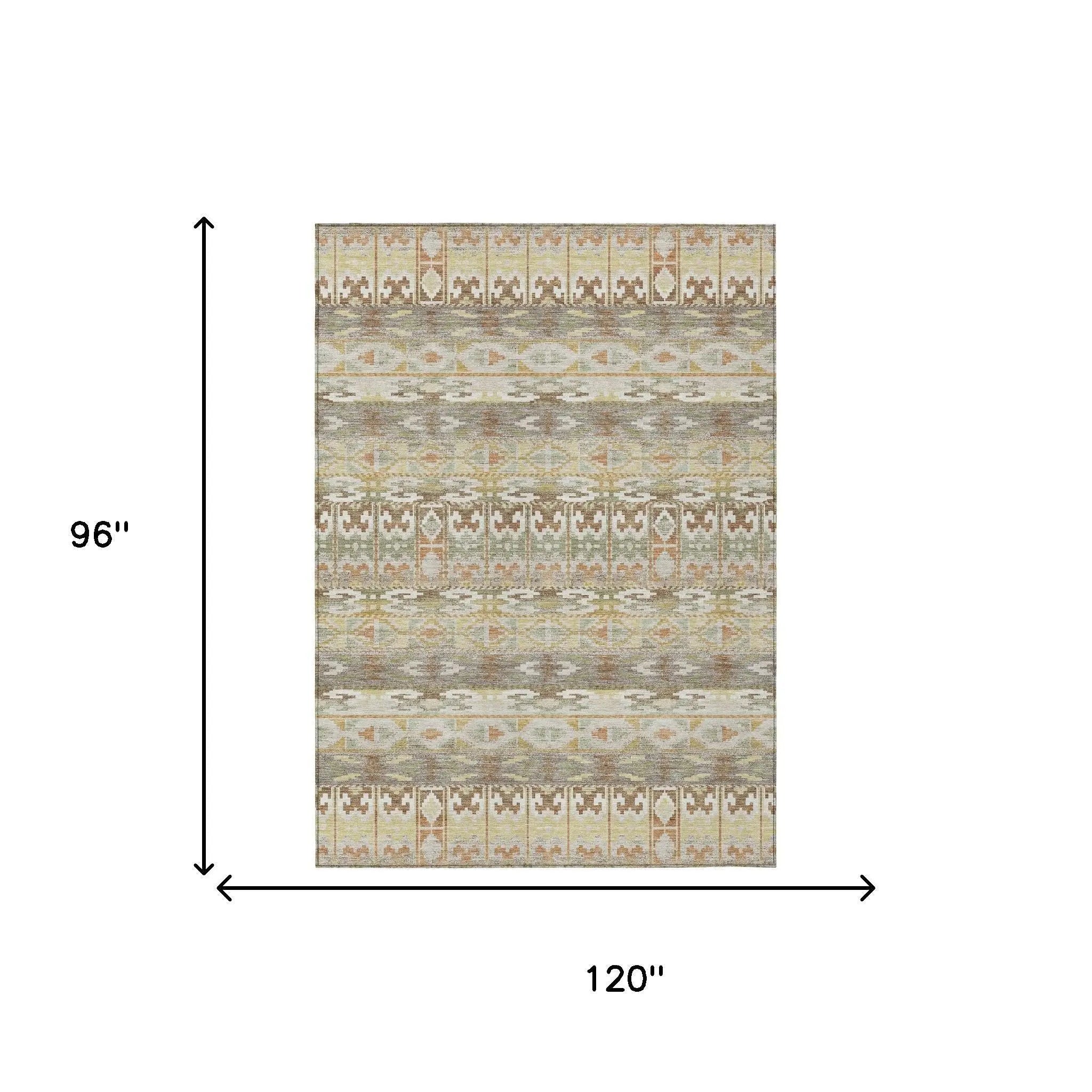 8' X 10' Linen And Ivory Geometric Washable Indoor Outdoor Area Rug Homeroots Outdoor