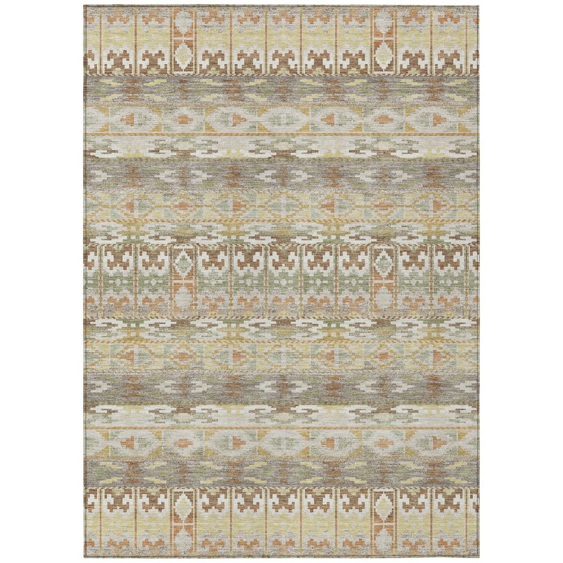 8' X 10' Linen And Ivory Geometric Washable Indoor Outdoor Area Rug Homeroots Outdoor