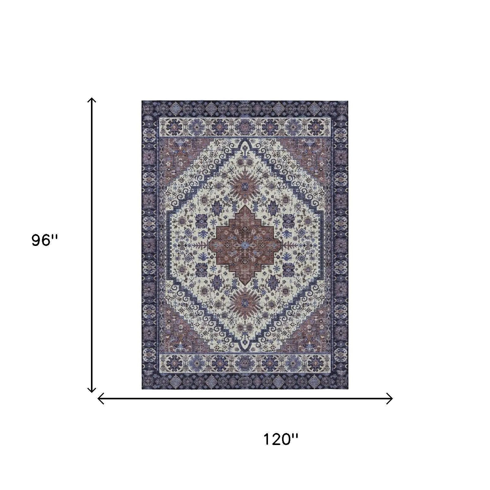 8' X 10' Linen And Ivory Oriental Washable Indoor Outdoor Area Rug Homeroots Outdoor