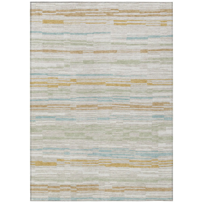 8' X 10' Linen And Ivory Striped Washable Indoor Outdoor Area Rug Homeroots Outdoor