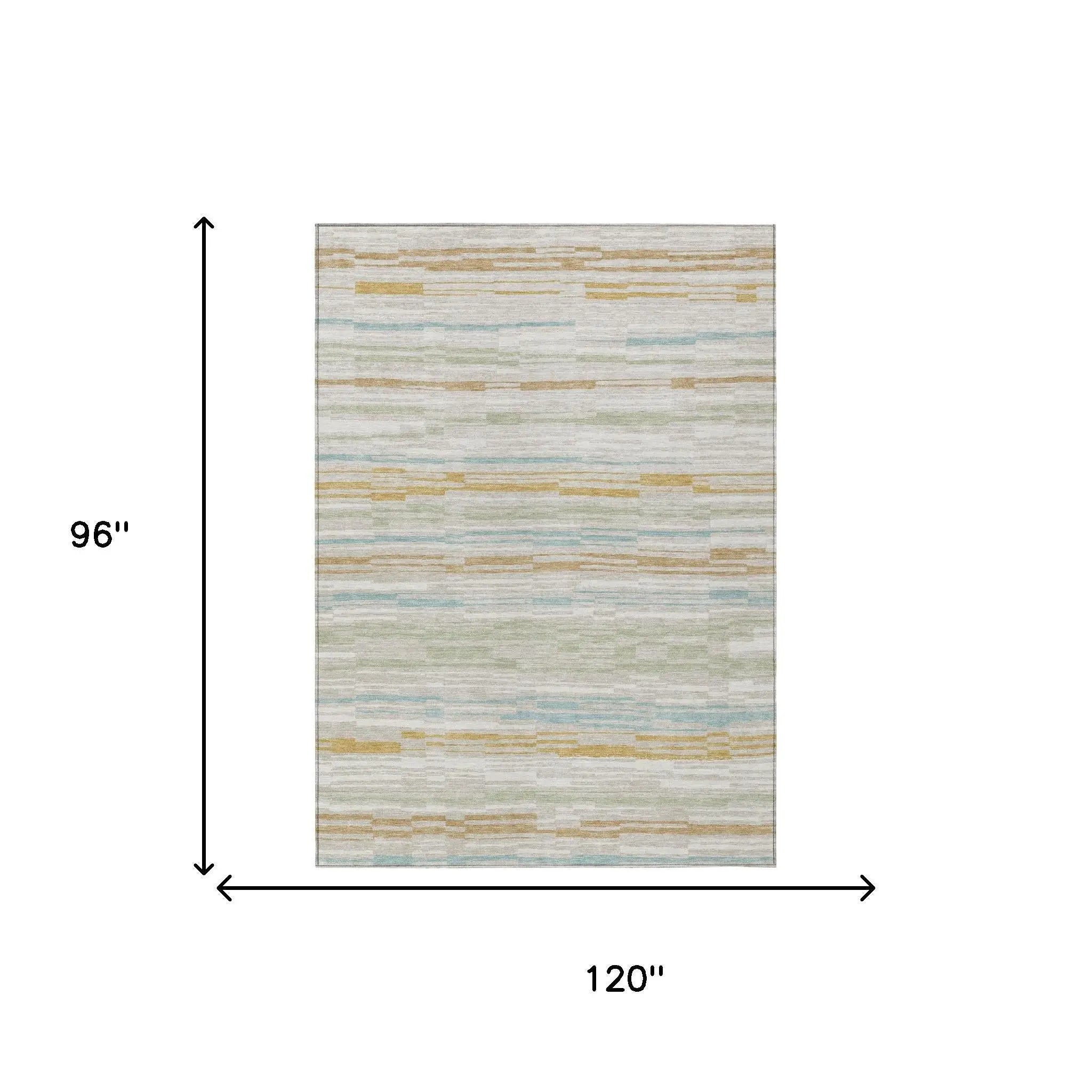8' X 10' Linen And Ivory Striped Washable Indoor Outdoor Area Rug Homeroots Outdoor