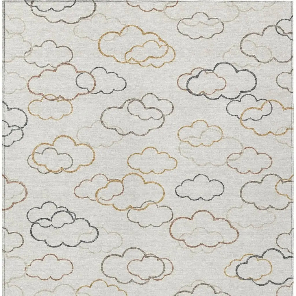 8' X 10' Linen And Wheat Abstract Washable Indoor Outdoor Area Rug Homeroots Outdoor