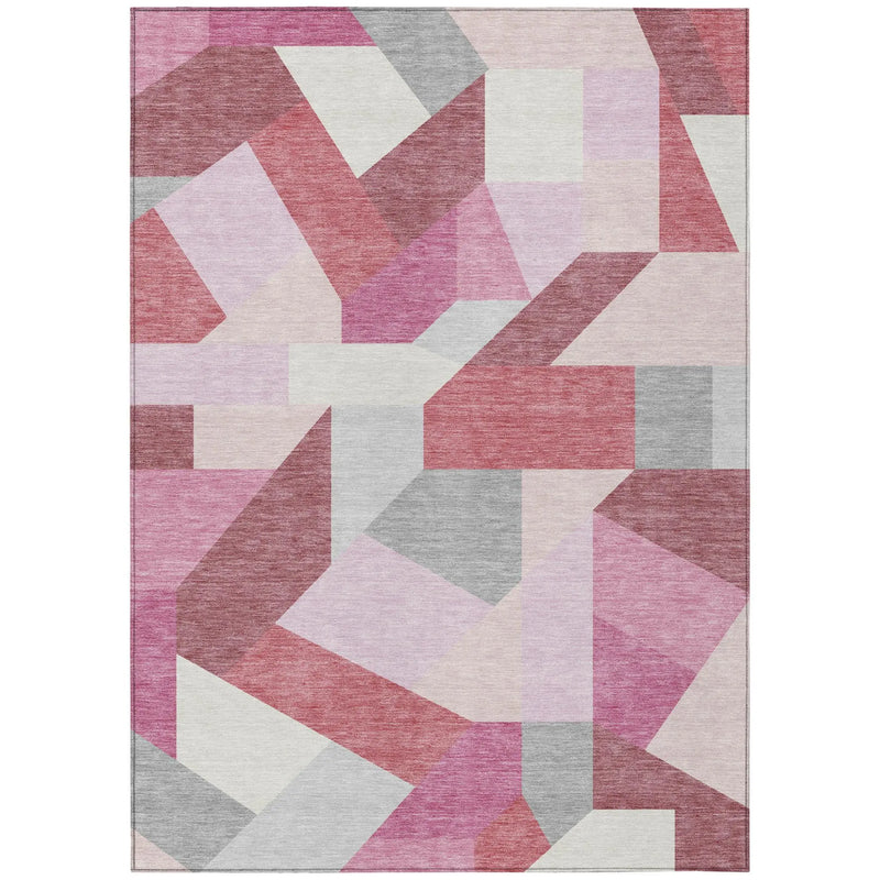 8' X 10' Mauve And Pink Geometric Washable Indoor Outdoor Area Rug Homeroots Outdoor