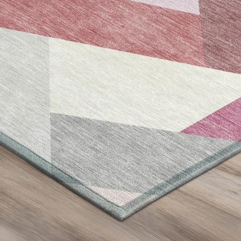 8' X 10' Mauve And Pink Geometric Washable Indoor Outdoor Area Rug Homeroots Outdoor