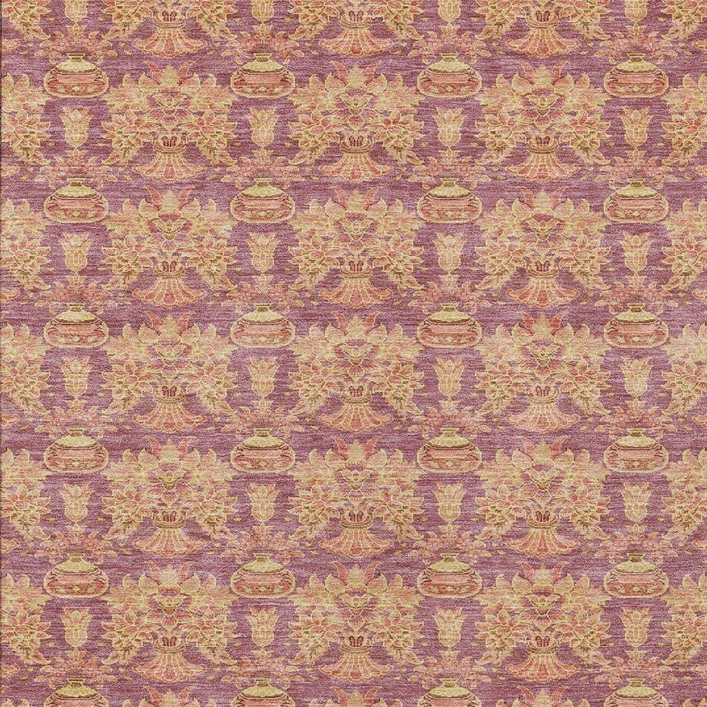 8' X 10' Mauve And Taupe Floral Washable Indoor Outdoor Area Rug Homeroots Outdoor
