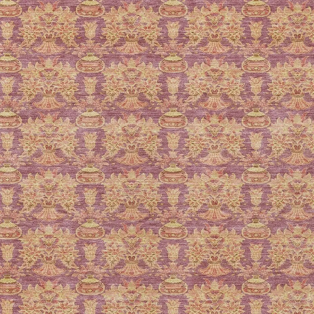 8' X 10' Mauve And Taupe Floral Washable Indoor Outdoor Area Rug Homeroots Outdoor