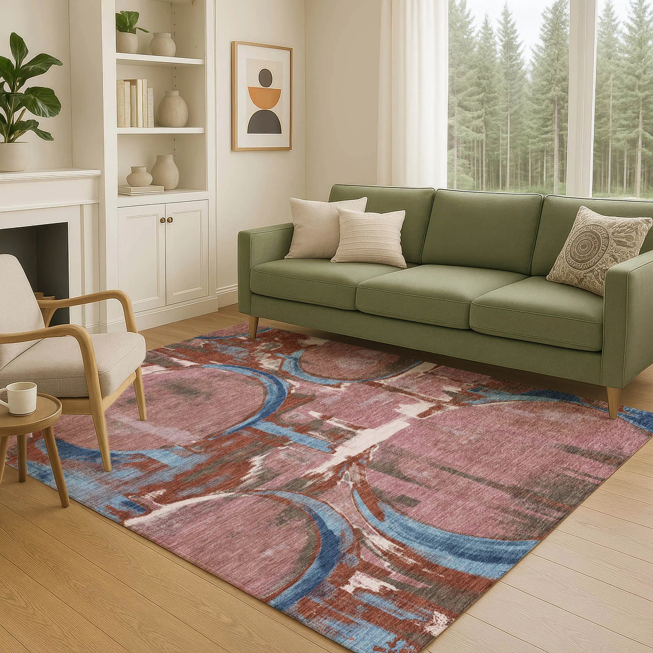 8' X 10' Merlot And Red Abstract Washable Indoor Outdoor Area Rug Homeroots Outdoor