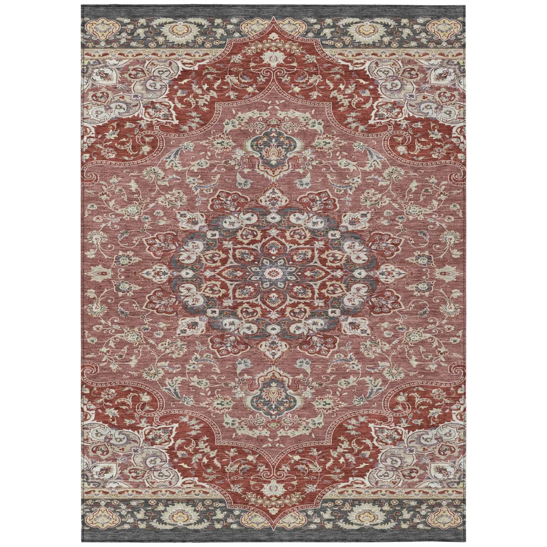 8' X 10' Merlot And Red Oriental Washable Indoor Outdoor Area Rug Homeroots Outdoor