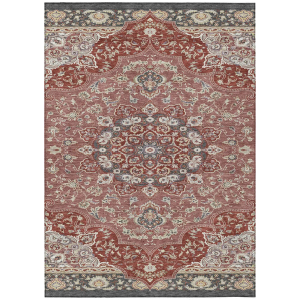 8' X 10' Merlot And Red Oriental Washable Indoor Outdoor Area Rug Homeroots Outdoor