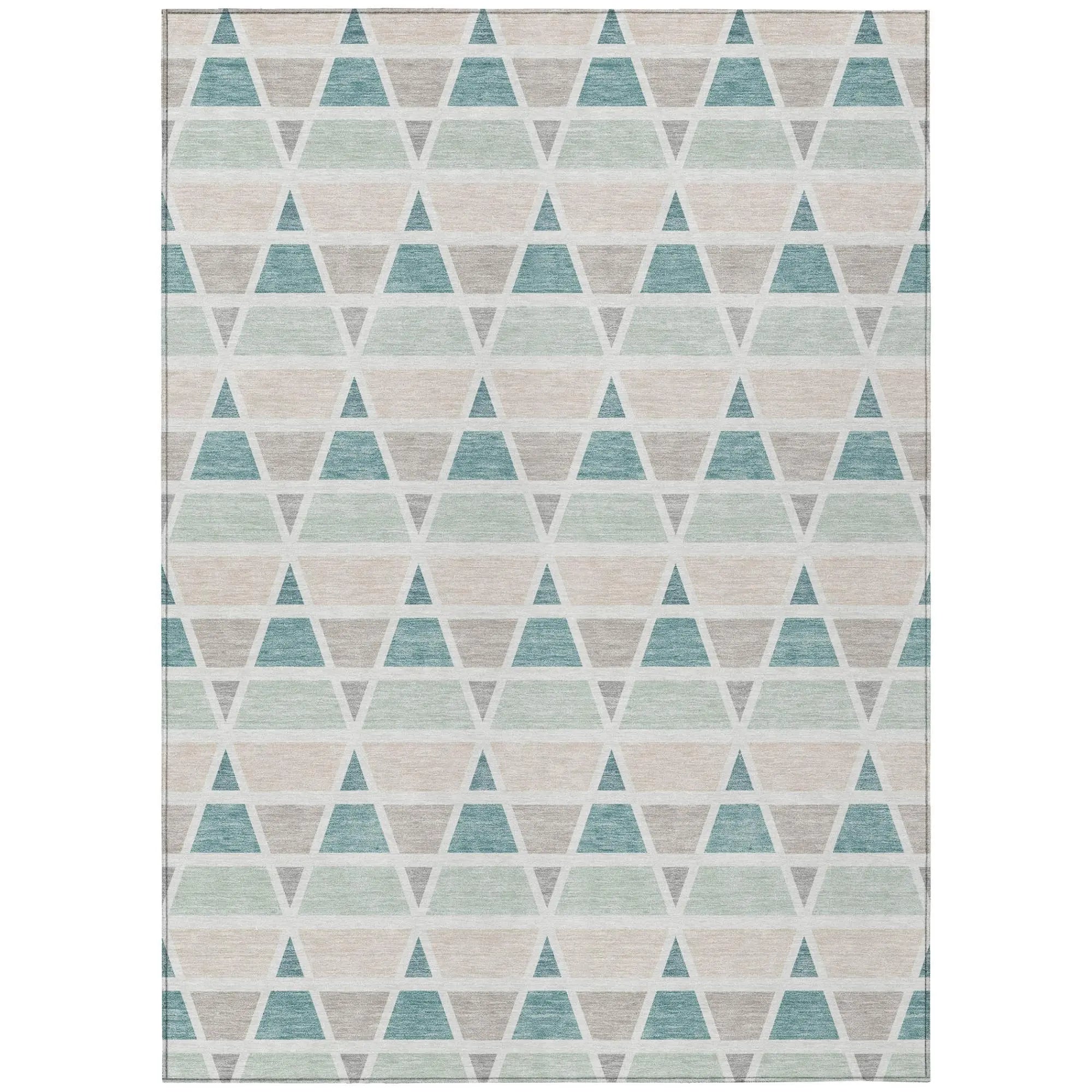 8' X 10' Mint Green And Green Geometric Washable Indoor Outdoor Area Rug Homeroots Outdoor