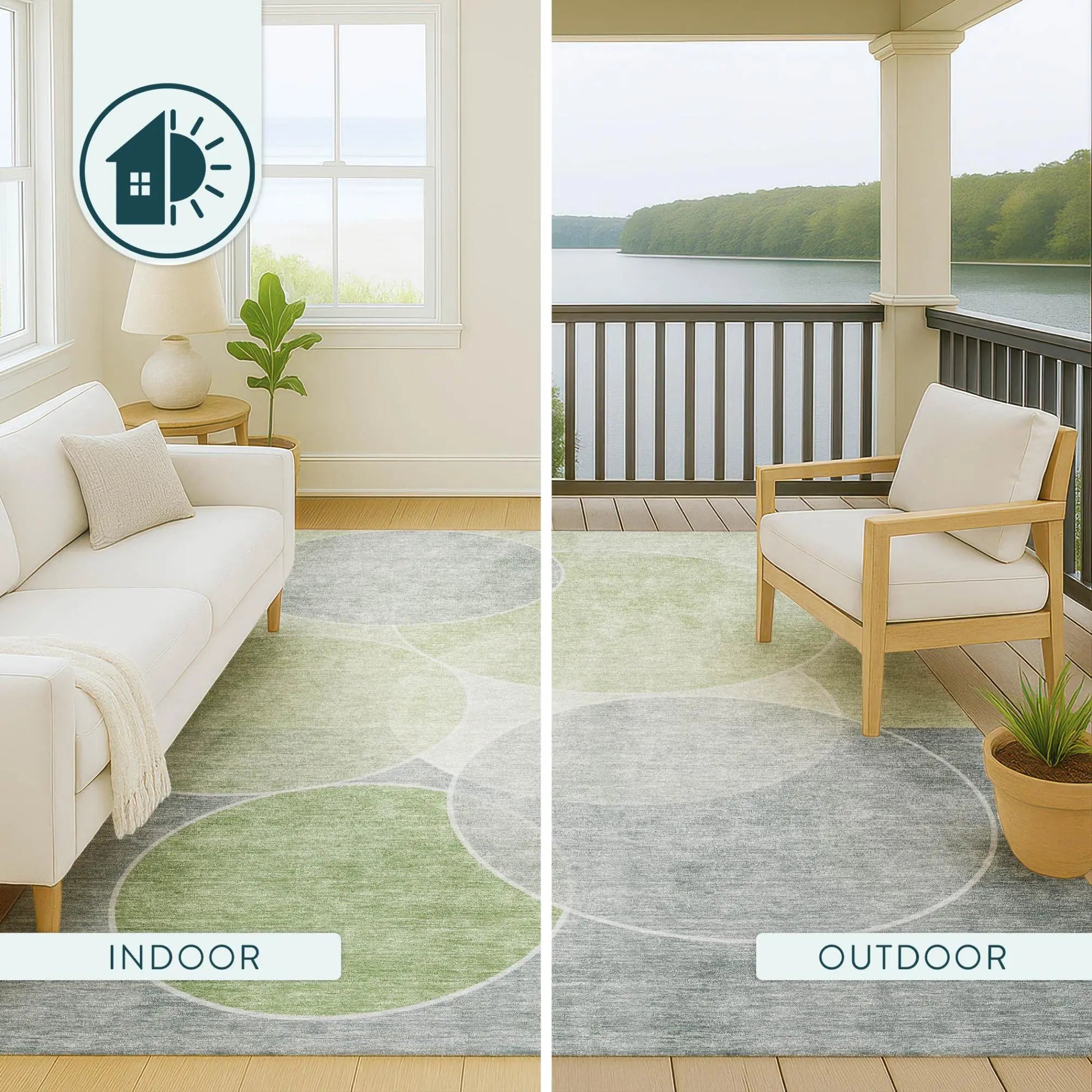 8' X 10' Mint Green And Green Geometric Washable Indoor Outdoor Area Rug Homeroots Outdoor