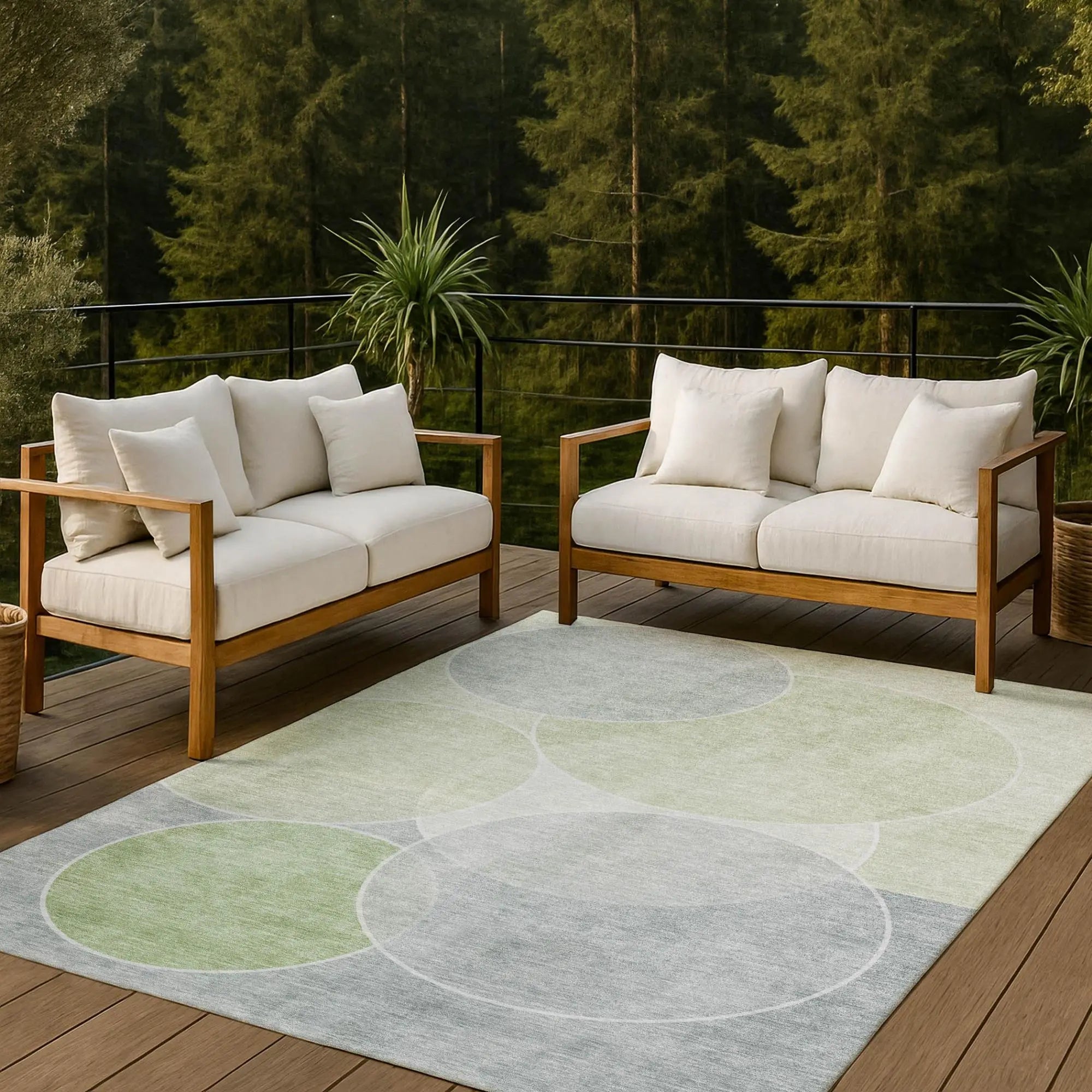 8' X 10' Mint Green And Green Geometric Washable Indoor Outdoor Area Rug Homeroots Outdoor