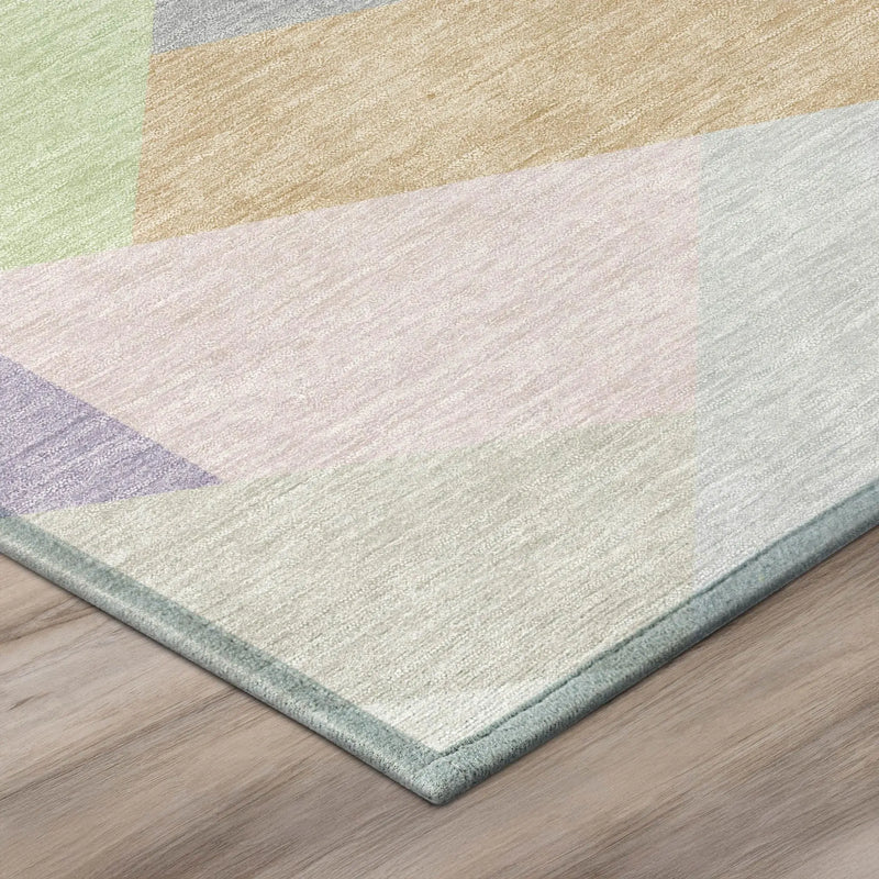 8' X 10' Mint Green And Green Geometric Washable Indoor Outdoor Area Rug Homeroots Outdoor