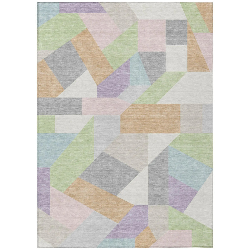 8' X 10' Mint Green And Green Geometric Washable Indoor Outdoor Area Rug Homeroots Outdoor