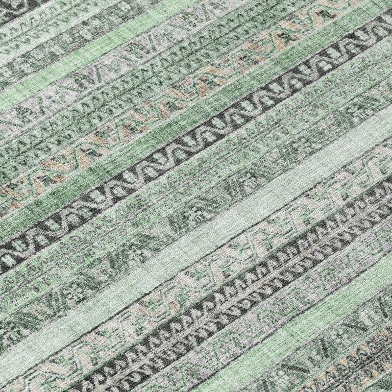 8' X 10' Mint Green And Green Striped Washable Indoor Outdoor Area Rug Homeroots Outdoor
