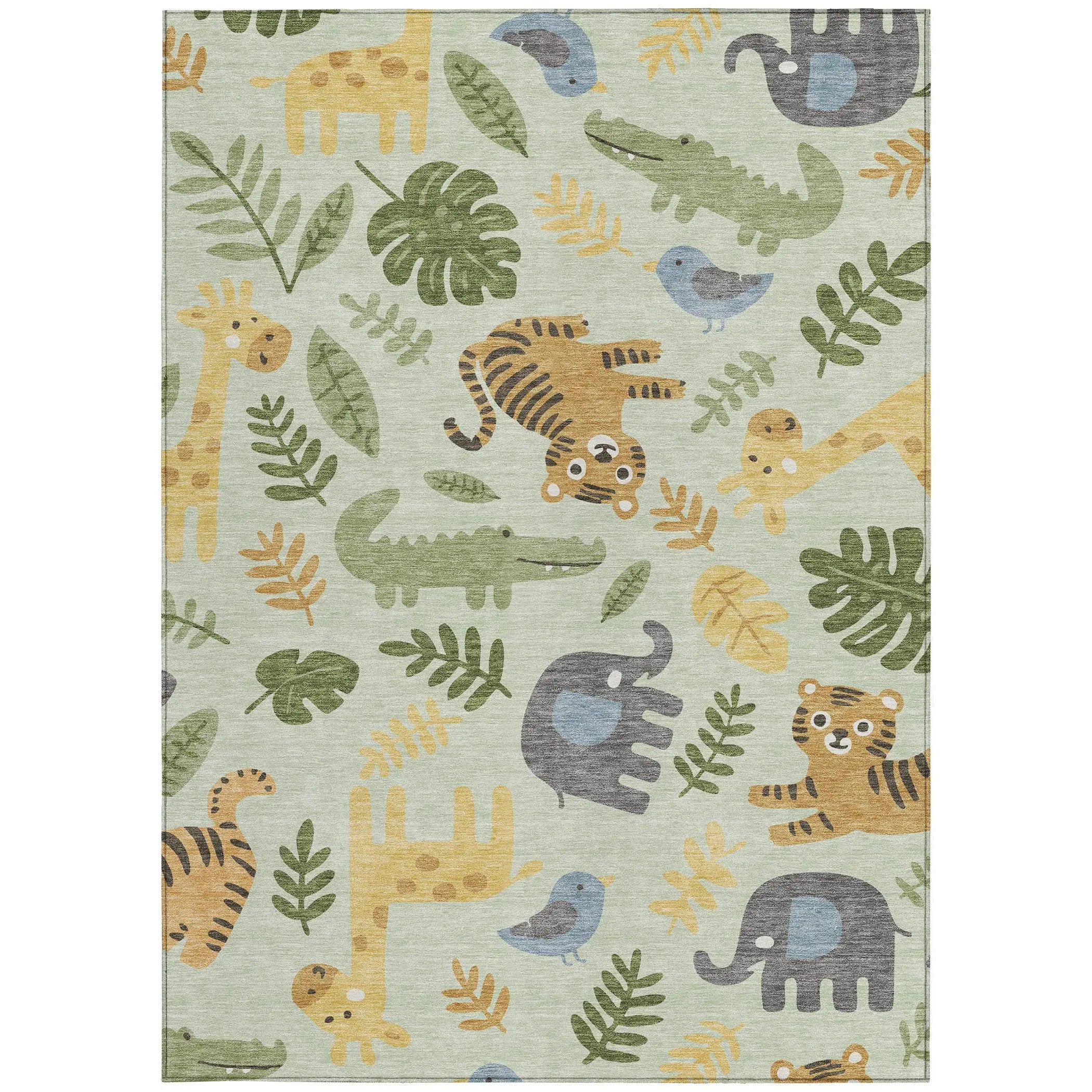8' X 10' Mint Green And Ivory Abstract Washable Indoor Outdoor Area Rug Homeroots Outdoor