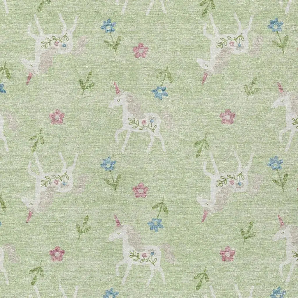 8' X 10' Mint Green And Ivory Floral Washable Indoor Outdoor Area Rug Homeroots Outdoor