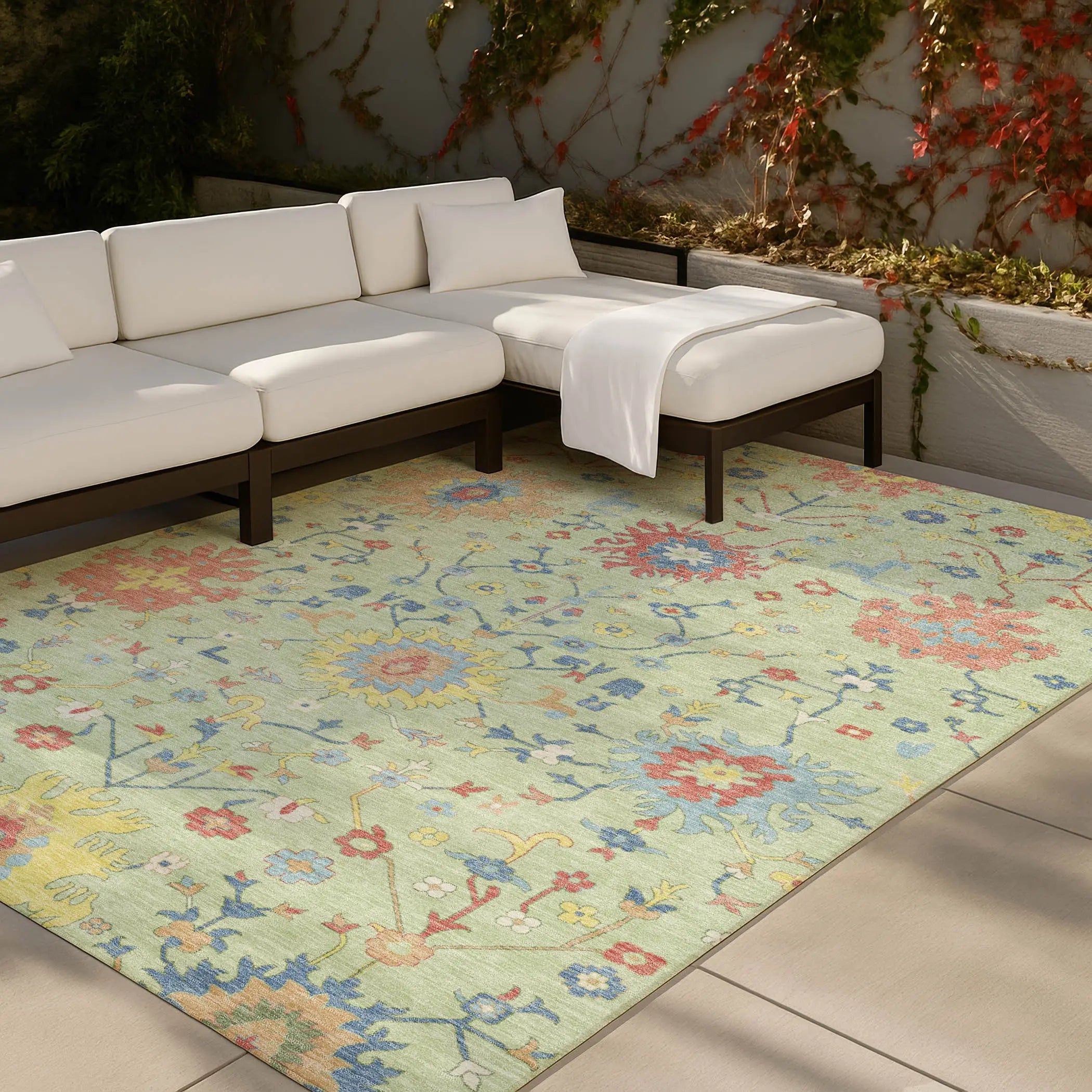 8' X 10' Mint Green And Salmon Faux Bois Washable Indoor Outdoor Area Rug Homeroots Outdoor