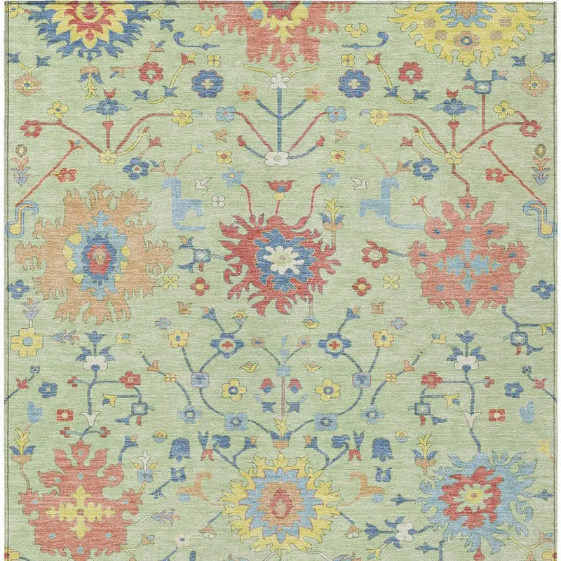 8' X 10' Mint Green And Salmon Faux Bois Washable Indoor Outdoor Area Rug Homeroots Outdoor