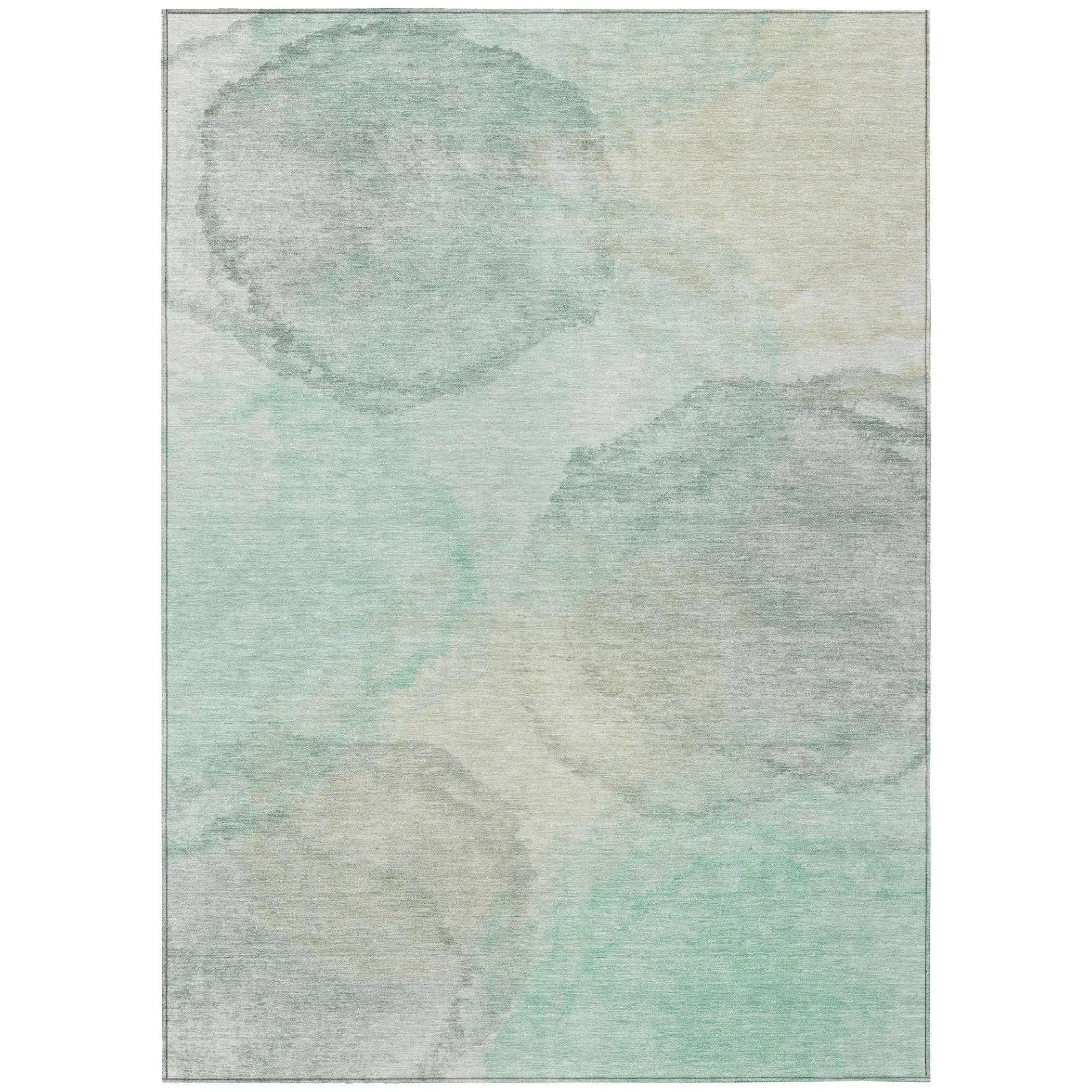 8' X 10' Mint Green And Teal Blue Abstract Washable Indoor Outdoor Area Rug Homeroots Outdoor