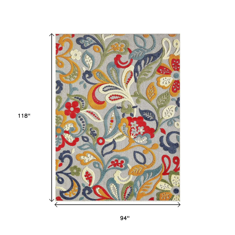 8’ X 10’ Multicolor Jacobean Floral Indoor Outdoor Area Rug Homeroots Outdoor