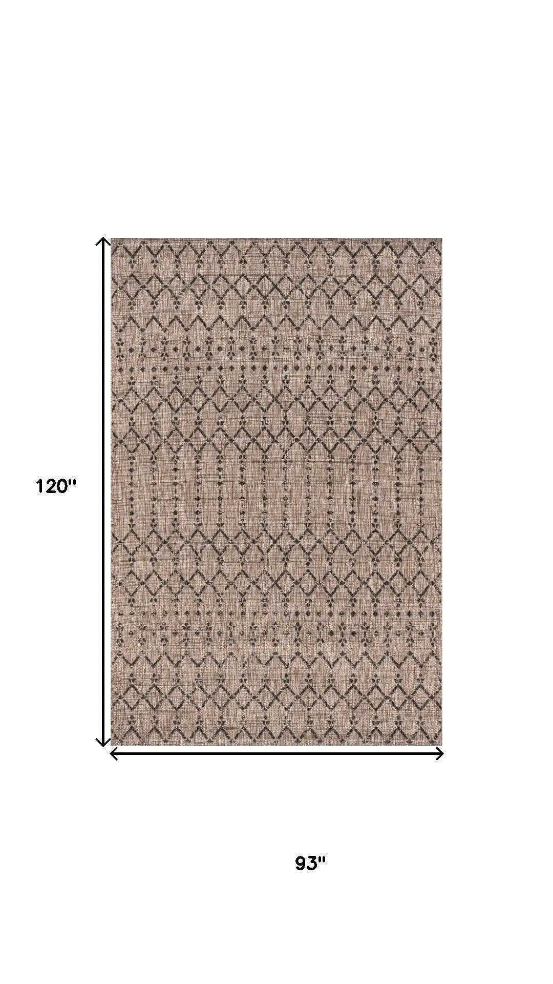 8' X 10' Natural And Black Trellis Indoor Outdoor Area Rug Homeroots Outdoor