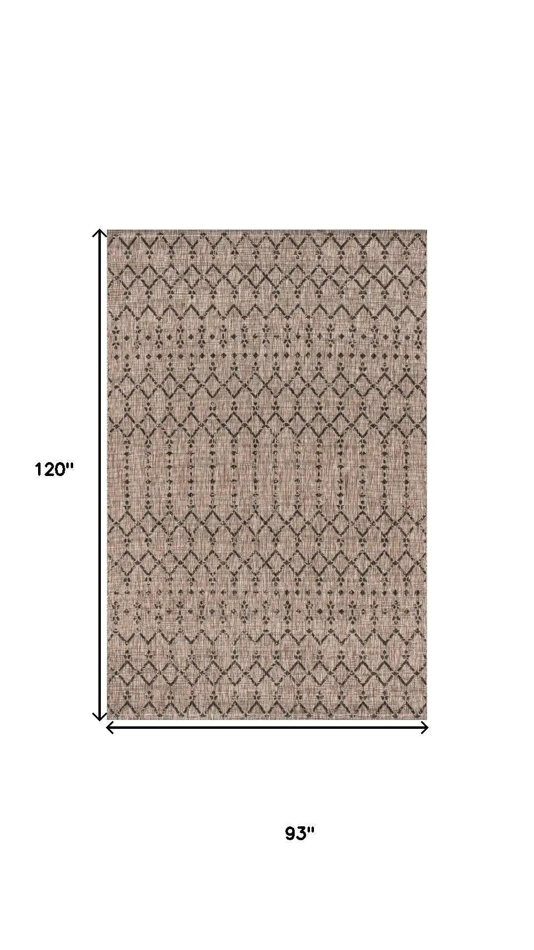 8' X 10' Natural And Black Trellis Indoor Outdoor Area Rug Homeroots Outdoor