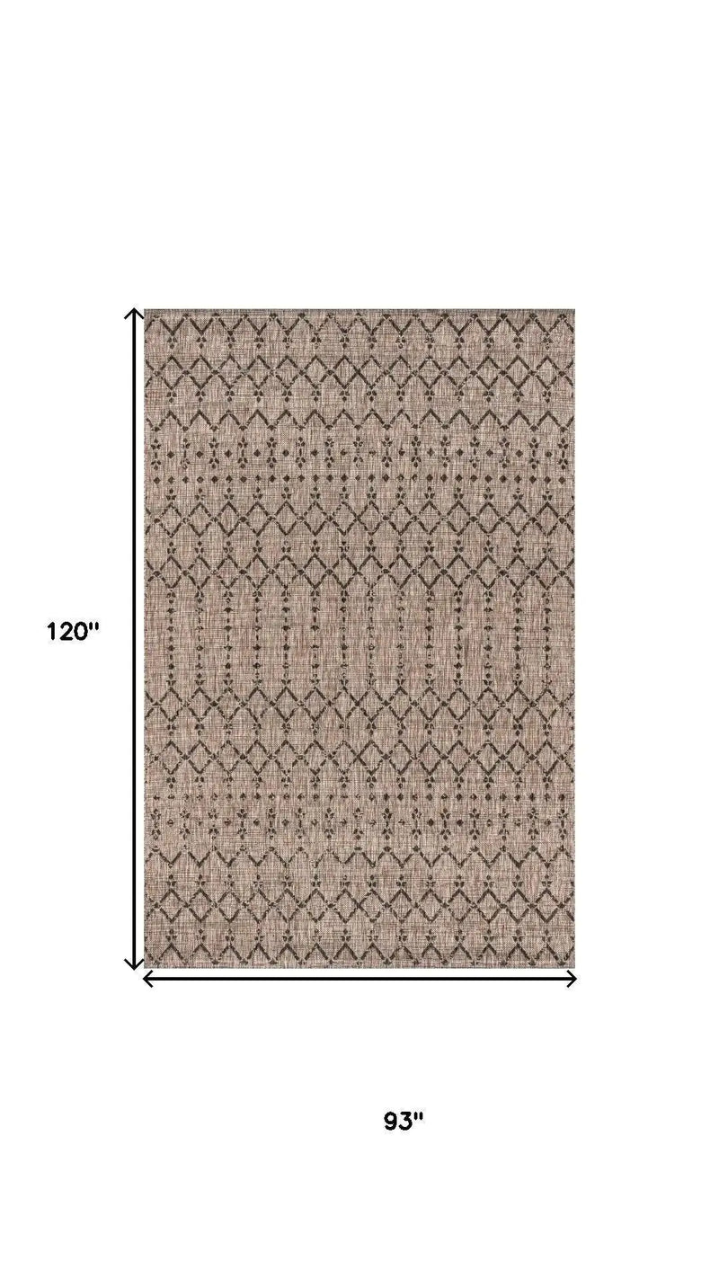 8' X 10' Natural And Black Trellis Indoor Outdoor Area Rug Homeroots Outdoor