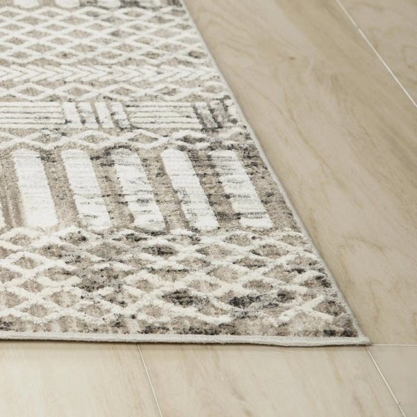 8' X 10' Natural And Brown Geometric Area Rug Homeroots Home Decor