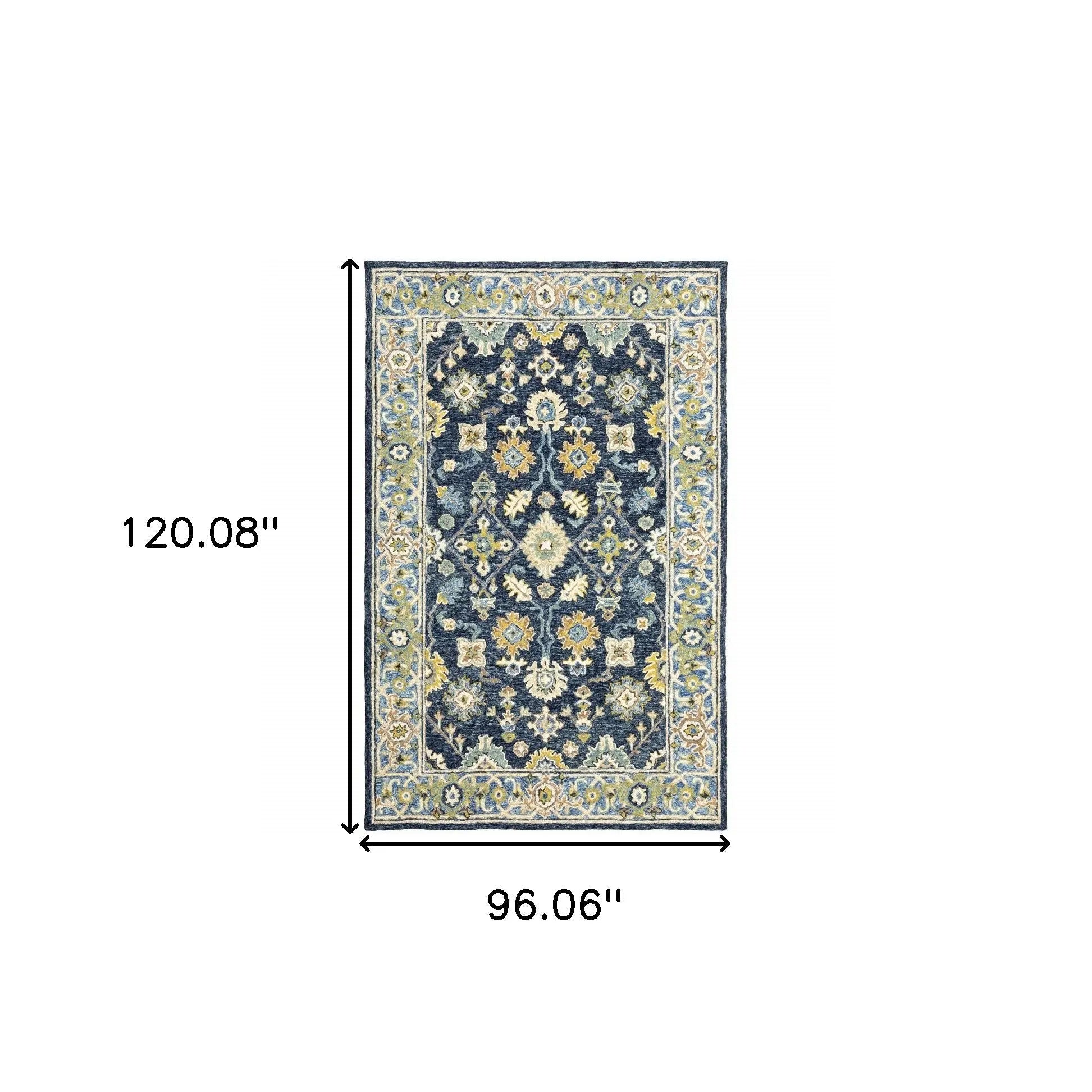 8' X 10' Navy And Blue Bohemian Rug Homeroots Home Decor