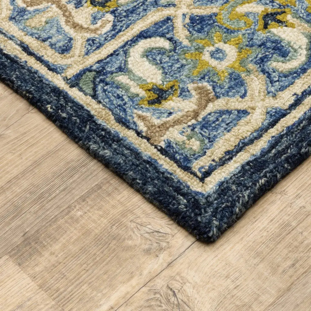 8' X 10' Navy And Blue Bohemian Rug Homeroots Home Decor