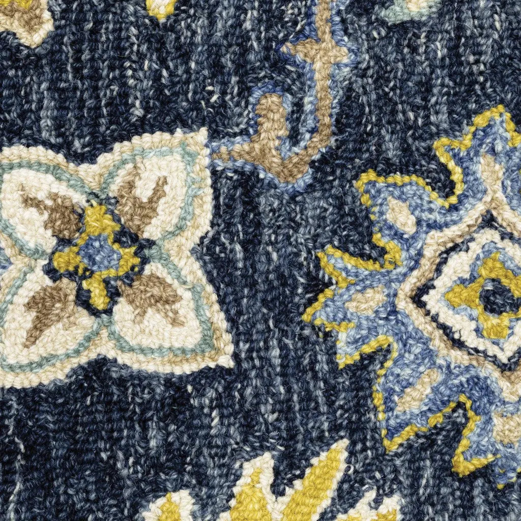 8' X 10' Navy And Blue Bohemian Rug Homeroots Home Decor
