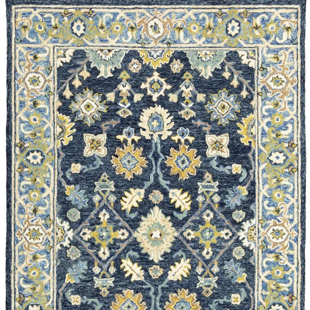 8' X 10' Navy And Blue Bohemian Rug Homeroots Home Decor