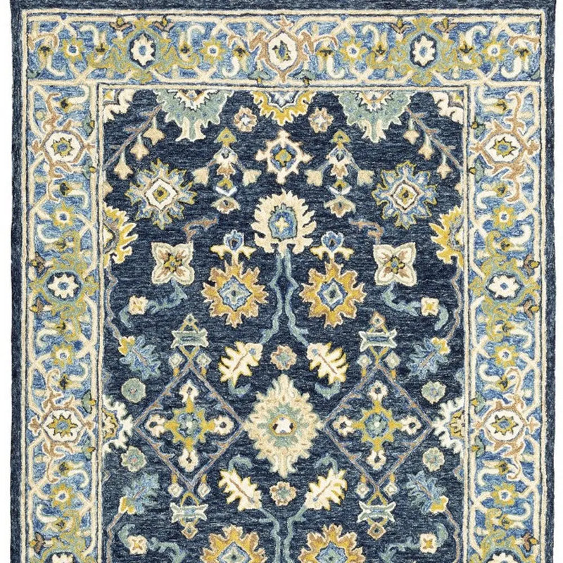 8' X 10' Navy And Blue Bohemian Rug Homeroots Home Decor