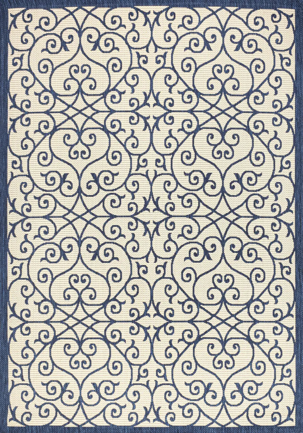 8' X 10' Navy Blue And Beige Geometric Indoor Outdoor Area Rug Homeroots Outdoor