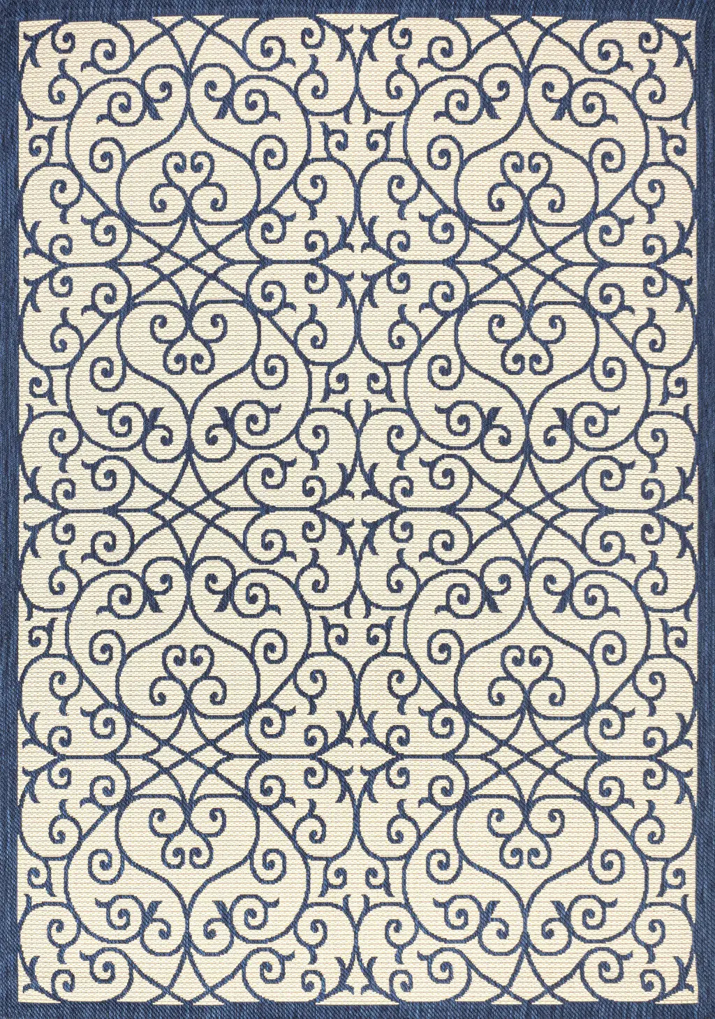 8' X 10' Navy Blue And Beige Geometric Indoor Outdoor Area Rug Homeroots Outdoor