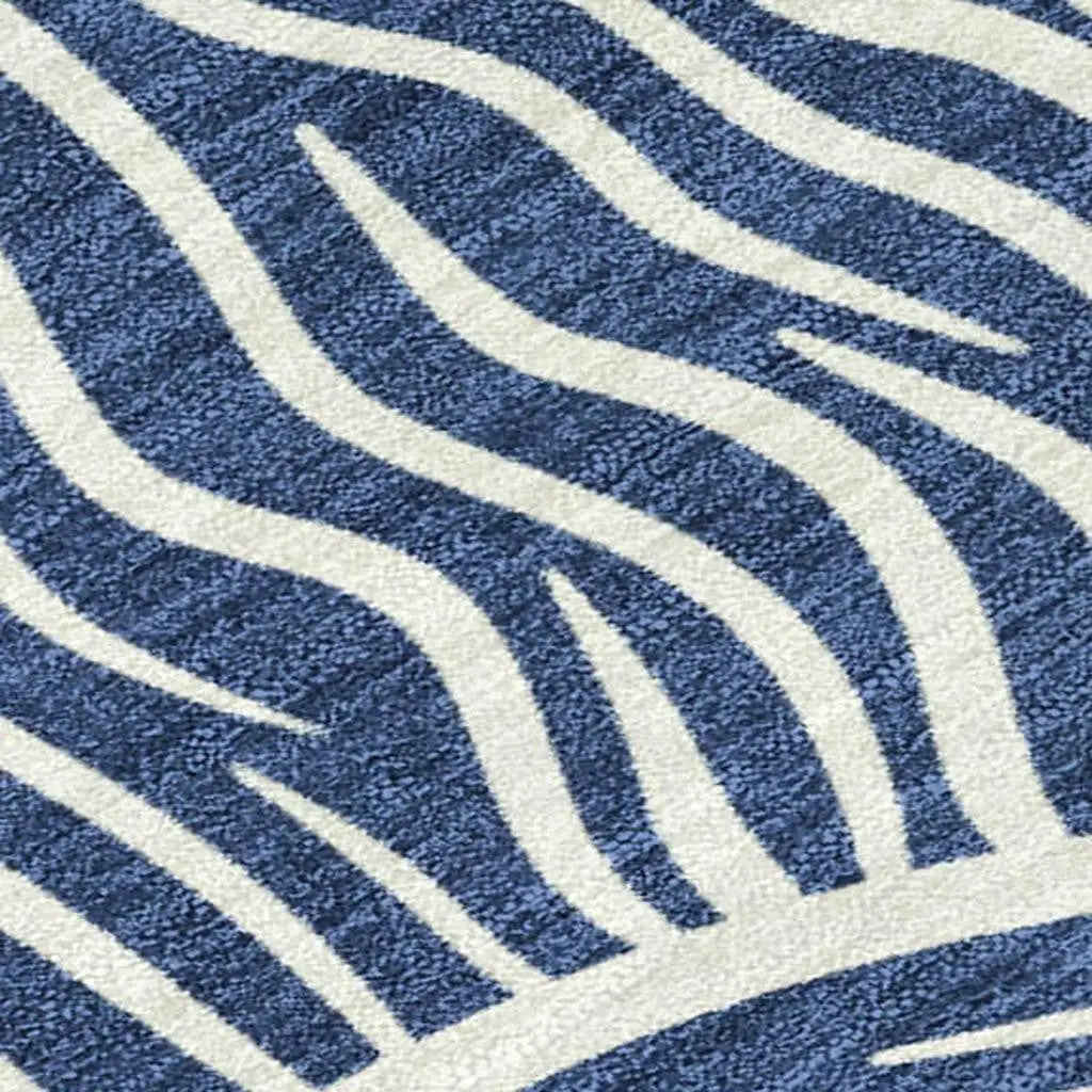 8' X 10' Navy Blue And Beige Ikat Washable Indoor Outdoor Area Rug Homeroots Outdoor