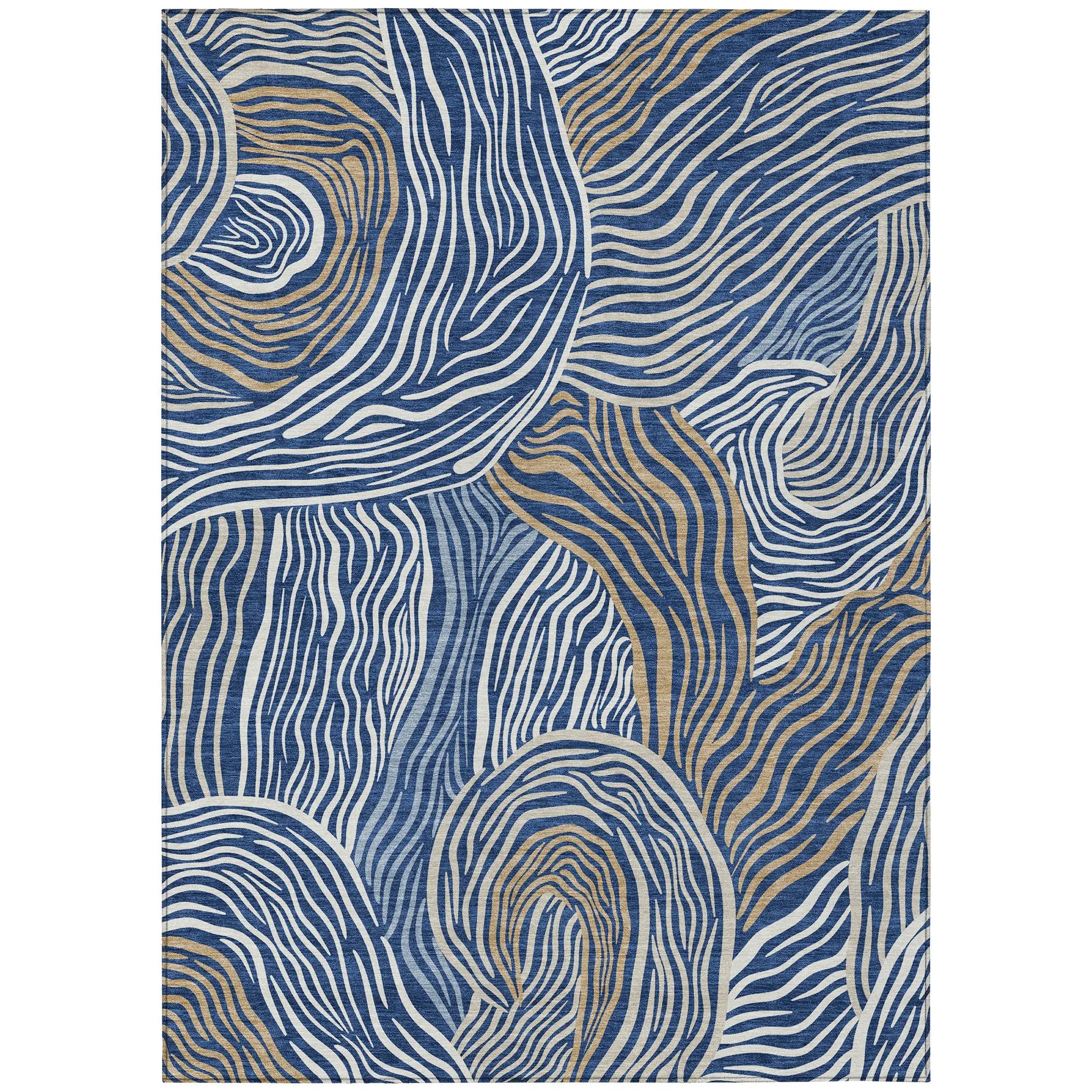 8' X 10' Navy Blue And Beige Ikat Washable Indoor Outdoor Area Rug Homeroots Outdoor