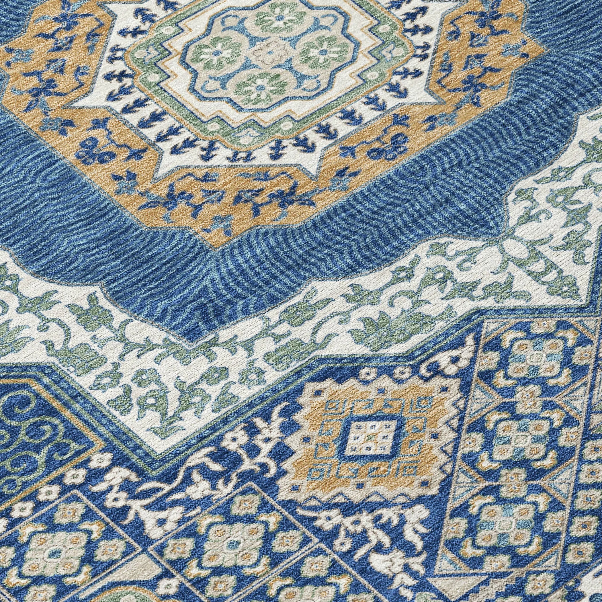8' X 10' Navy Blue And Beige Oriental Washable Indoor Outdoor Area Rug Homeroots Outdoor