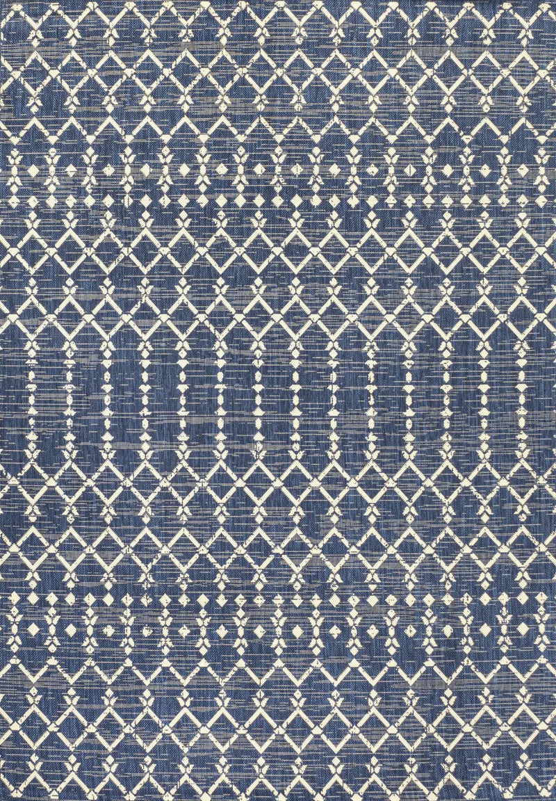 8' X 10' Navy Blue And Beige Trellis Indoor Outdoor Area Rug Homeroots Outdoor