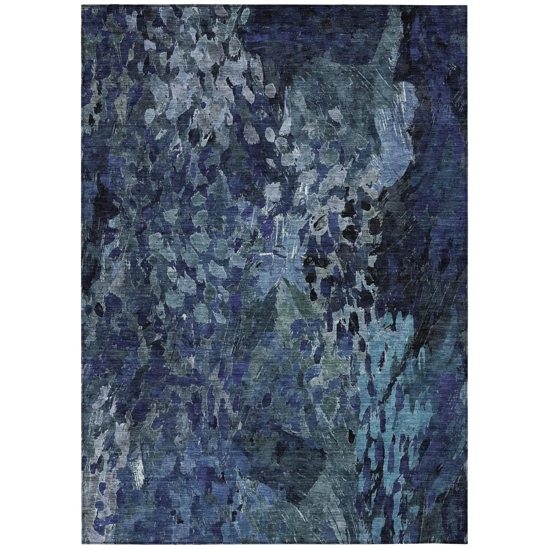 8' X 10' Navy Blue And Blue Abstract Washable Indoor Outdoor Area Rug Homeroots Outdoor