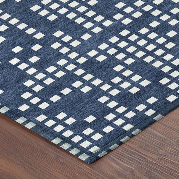 8' X 10' Navy Blue And Blue Abstract Washable Indoor Outdoor Area Rug Homeroots Outdoor