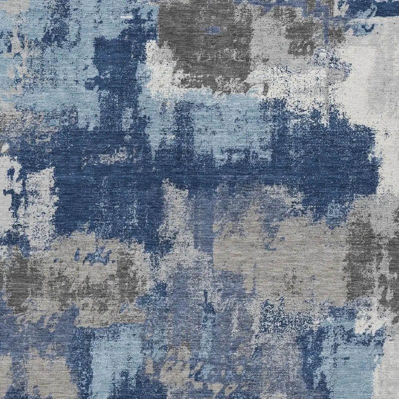 8' X 10' Navy Blue And Blue Abstract Washable Indoor Outdoor Area Rug Homeroots Outdoor