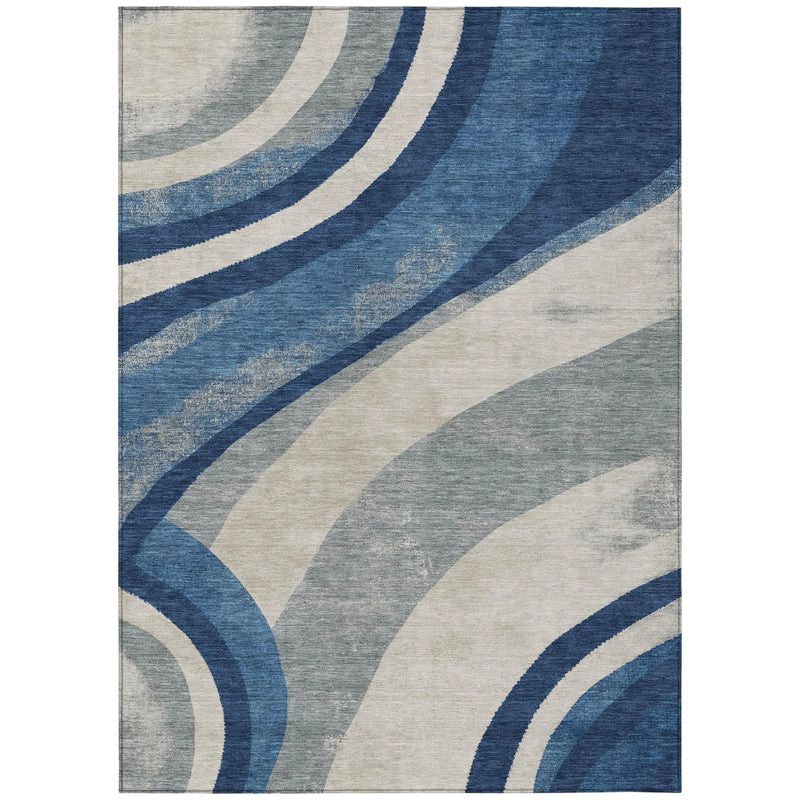 8' X 10' Navy Blue And Blue Abstract Washable Indoor Outdoor Area Rug Homeroots Outdoor