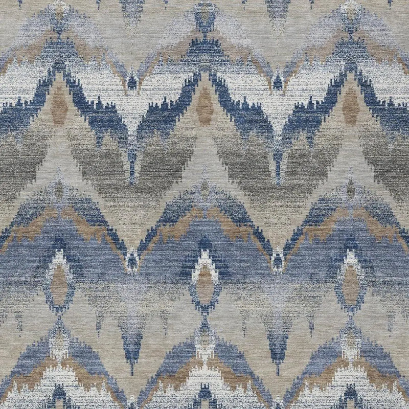 8' X 10' Navy Blue And Blue Abstract Washable Indoor Outdoor Area Rug Homeroots Outdoor