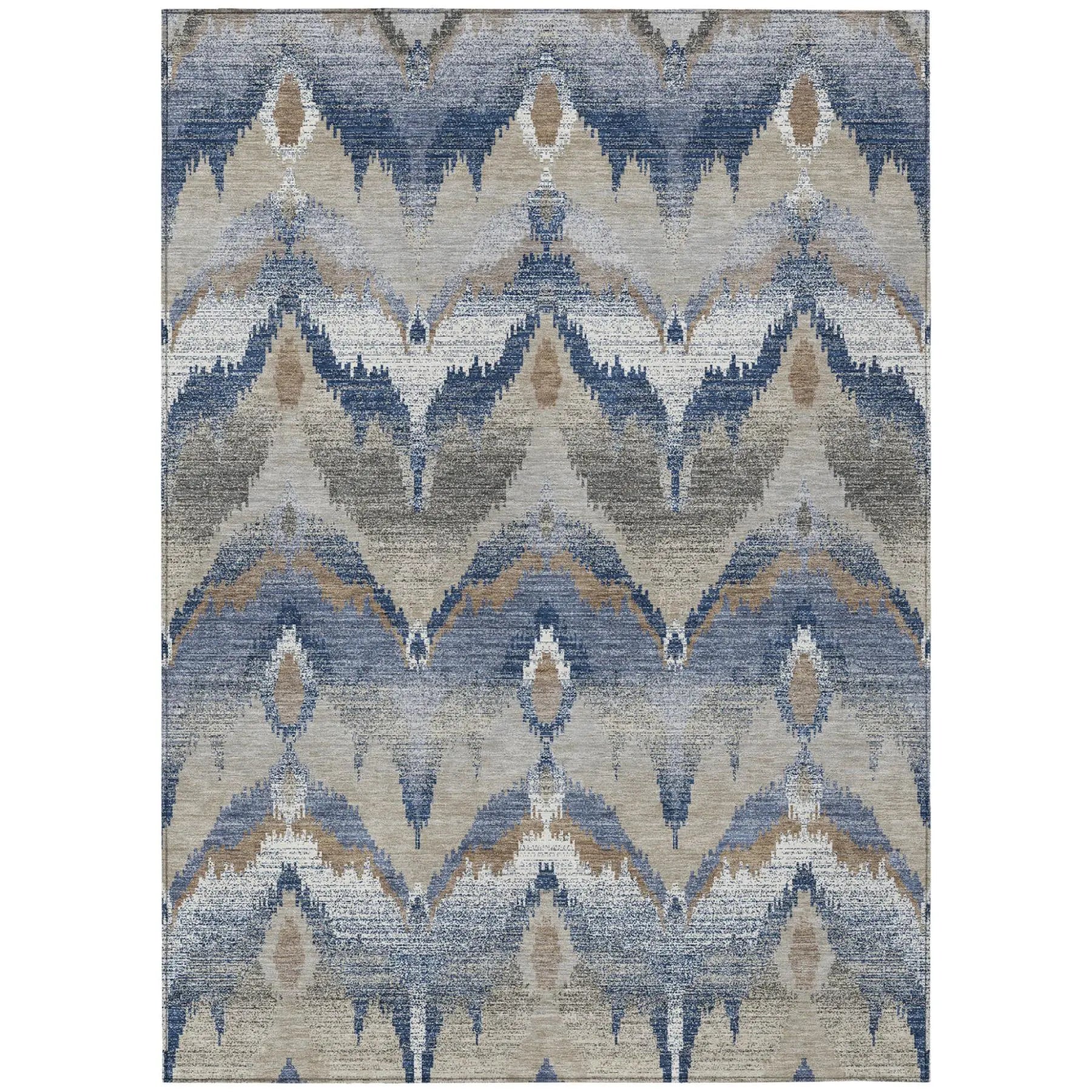 8' X 10' Navy Blue And Blue Abstract Washable Indoor Outdoor Area Rug Homeroots Outdoor