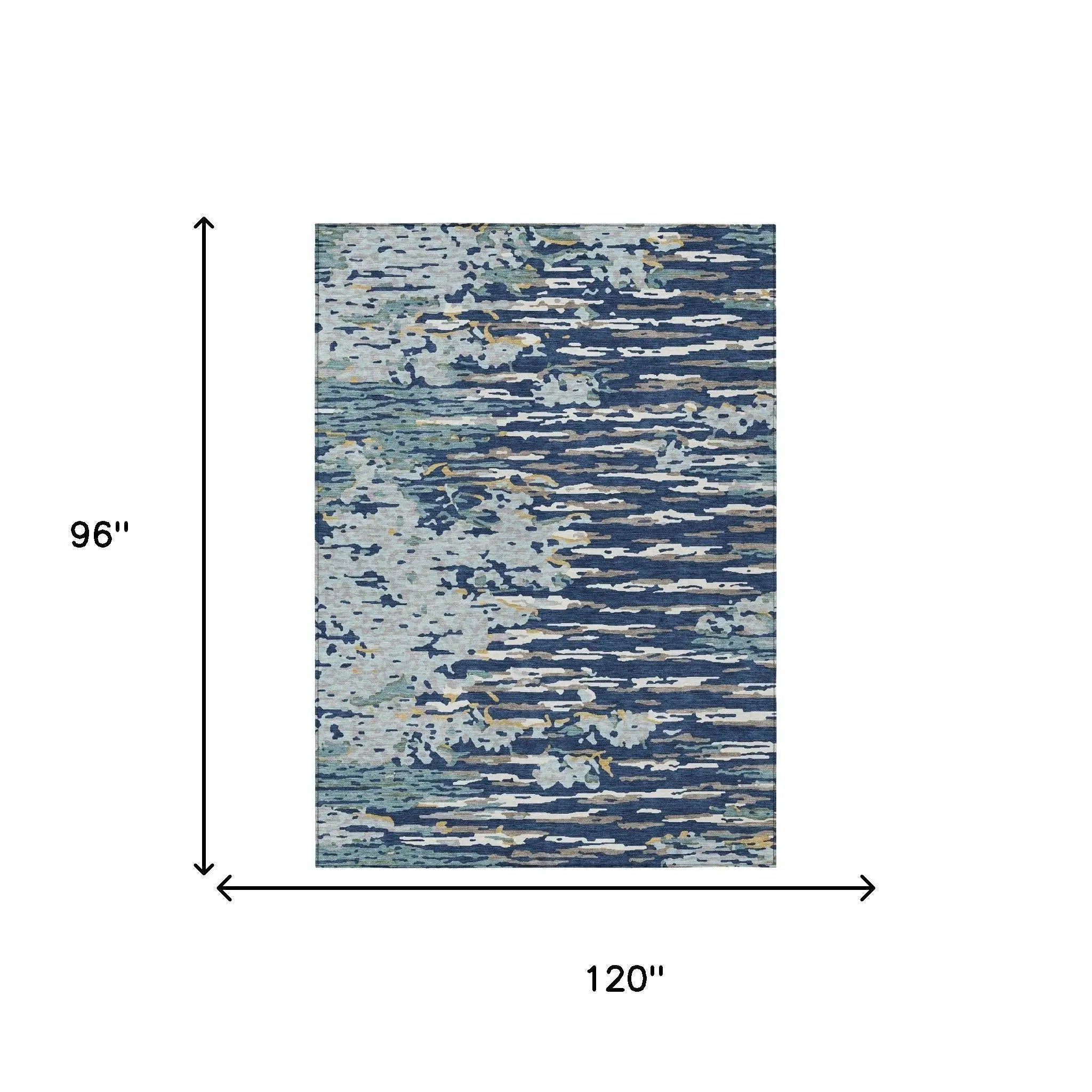 8' X 10' Navy Blue And Blue Abstract Washable Indoor Outdoor Area Rug Homeroots Outdoor